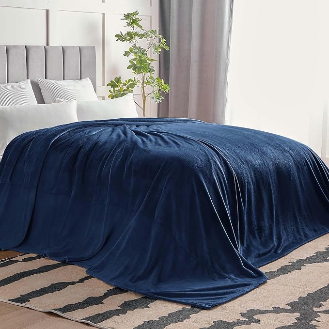 BEDELITE Fleece Blanket Soft Plush Oversized Bed Blanket Navy 120"x120" | Ultra Soft Plush Fleece, Lightweight Warmth, All Season Comfort, Fade Resistant, Machine Washable, Perfect for Sharing