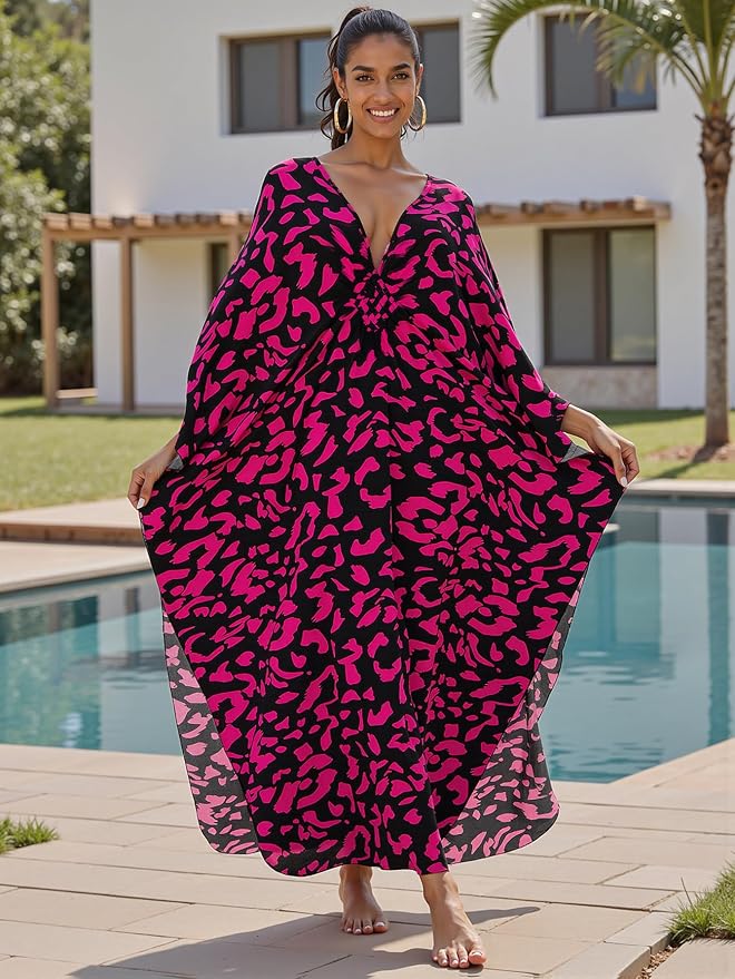 Mumu Dresses for Women Plus Size, Bohemian Kaftan Beach Cover Up Long Maxi Nightgown Soft Loungewear