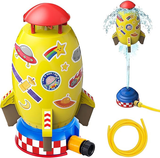 Kids Sprinklers for Yard with Hose, Rocket Launcher – Outdoor Water Toys for Boys Girls, Summer Splash Backyard Sprinkler Game for Toddlers, Great Gift Idea for Ages 3 4 5 6 7 8 9