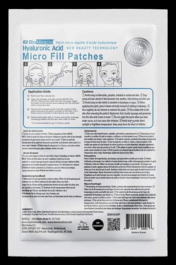 BioMiracle New Instant Lift Technology Hyaluronic Acid Micro Fill Patch - 5 Pack