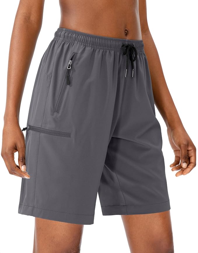 SANTINY Women's 5''/ 7''/9'' Hiking Cargo Shorts Quick Dry Lightweight Summer Shorts for Women Athletic Golf Zipper Pockets