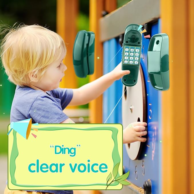 2 Pack Swingset Phone Toys Playground Swing Set Telephone Plastic Pretend Play Telephone with Numeric Key for Kids Outdoor Playground Treehouse Accessories (Green)