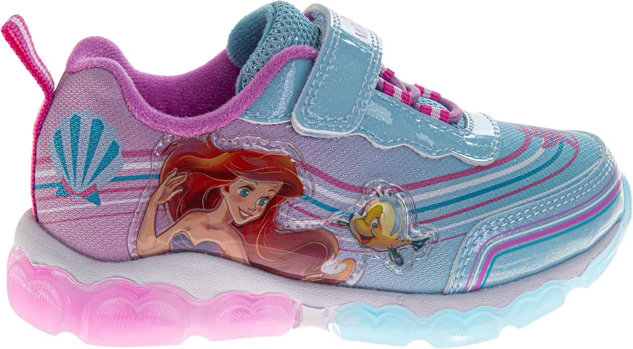 Girls Character Shoes Light Up Shoes LED Athletic Shoes for Girls Disney Princess Moana Little Mermaid Stitch Minnie Frozen Paw Patrol (Sizes: 5-10 Toddlers / 11-12 Little Kid)
