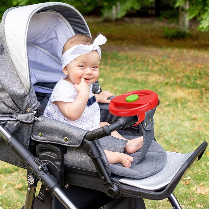 Accmor Stroller Steering Wheel Toy, Pretend Driving Simulated Steering Wheel for Stroller Shopping Carts Universal Detachable Funny Toy Attachment Accessories