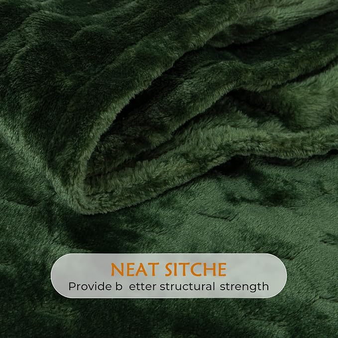 Fleece Blanket Super Soft Cozy Throw Blanket 50" x 60", Lightweight Fuzzy Comfy Textured Flannel Blanket Warm Plush Throw Blankets for Couch, Sofa, Bed, Olive Green