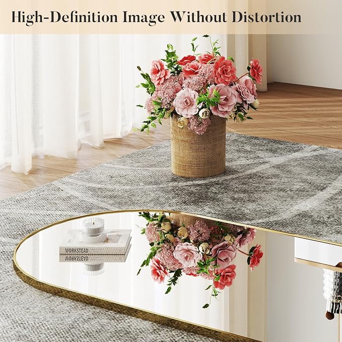 DUMOS 64"x21" Arched Full Length Floor Mirror, Full Body Mirror with Stand, Shatterproof Tempered Glass, Modern Aluminum Alloy Frame, Free Standing or Leaning for Home Decor, Gold
