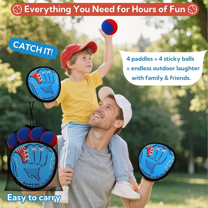 Toss and Catch Ball Game Set, Kids Toddler Baseball Glove & Catch Ball Toys,Kids Sports & Outdoor Play Toys for Family,Outside Toys for 3 4 5 6 7 8 9 10+Year Old Boys Girls Birthday Gifts