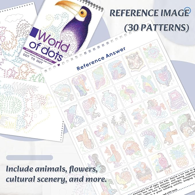 Dot-to-Dot Books for Adults: 30 Easy Dot to Dot Patterns for Stress Relief - Flow Art Dot Book, Spiral Bound, Single-Sided Print, Dots Art Gift for Women