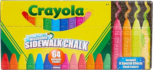 Crayola Ultimate Washable Chalk Collection (64ct), Essential Easter Basket Stuffers, Bulk Outdoor Sidewalk Chalk for Kids, Outdoor Activities & Spring Crafts, Gifts for Kids