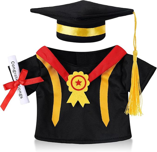 Set of 1 Graduation Teddy Bear Clothes Cap & Gow Outfit Fits Make Your Own Most 8" - 13" Bear Plush Stuffed Animal Outfit Pet Dog Doll Cap and Gown Build a Bear Clothes(Graduation E, Fit 8"-13")