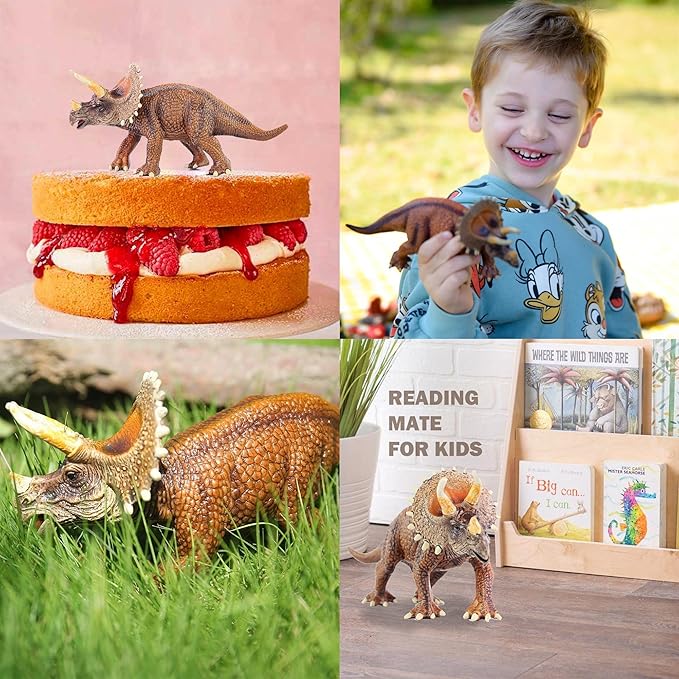 Gemini&Genius Dinosaur Toy Triceratops Action Figure, Realistic Dinosaur Toy Figure, Great for Gift, Storytelling, Birthday Cake Topper, Role Play, Collection or Room Decoration for Kids