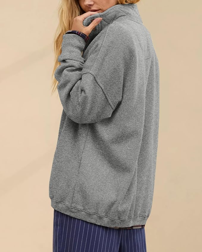 Gacaky Sweatshirt for Women Oversized Casual Long Sleeve Button Henley Neck Pullover Tops Fashion Outfits Clothes