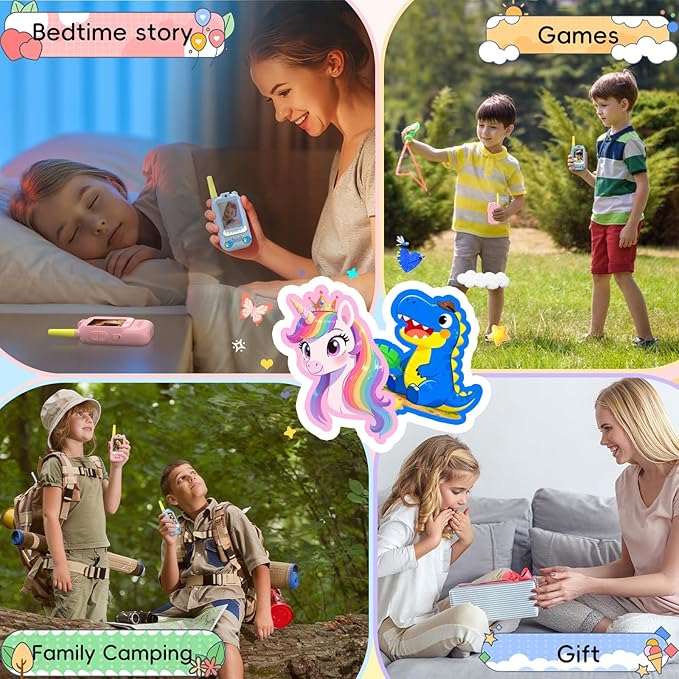Video Walkie Talkies for Kids,ELFEYE Handheld Rechargeable Video/Voice Call Children Walkies Talkies,Toddler Toy for Indoor Outdoor Games,Camping Hiking,Gift for Kids Ages 3-12 (Pink/Pink)