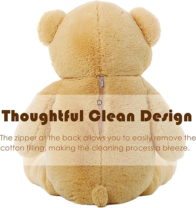 Tezituor 40in Giant Teddy Bear,Big Bear Stuffed Animal Plush,Large Light Brown Cuddly Bears Plush Toys, Gifts for Adult & Grils Boys Kids Girlfriend Baby Shower Party,Valentine, Christmas, Birthday