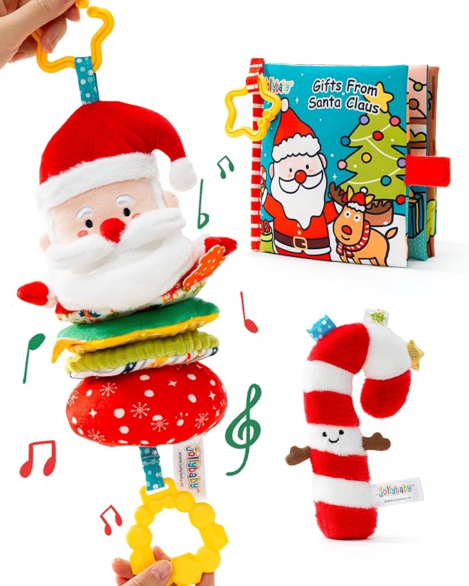 Jollybaby My Baby First Christmas Toys for Toddler 0-6-12-18-36 Months, Car Seat Stroller Crib Toy, Christmas Stocking/Socks Stuffers Gifts for Tummy Time Infants/Newborns Boy and Girl