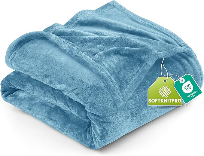 Utopia Bedding Soft Fleece Bed Blanket King Size Washed Blue (90x102 Inch) | Microfiber Plush Warm Lightweight Breathable Cozy Blanket Anti-Static, All Season Use, Gift for Women and Men