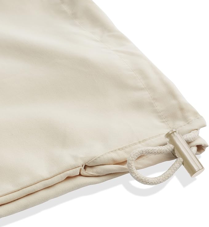 Saloniture Microfiber Cylinder Pillow Case Cover for Massage Table Bolsters - 30 x 9 Inch with Drawstring Closure, Natural