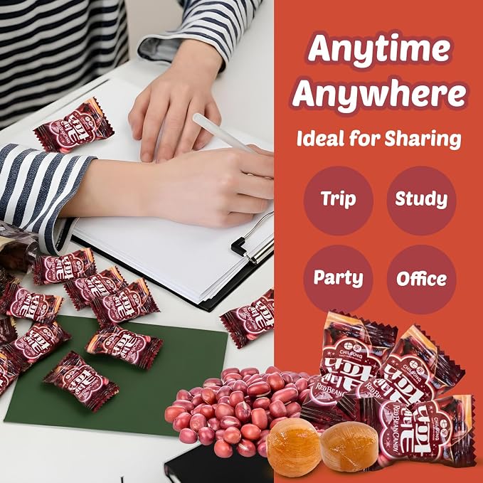 COELO Red Bean Candy 8.81oz (250g) | Korean Red Bean & Sea Salt | Sweet & Salty Flavor Hard Candy Korea Snack | Office Pantry Travel Camping Party K-Food Individually Wrapped On-The-Go Snack 단팥 캔디