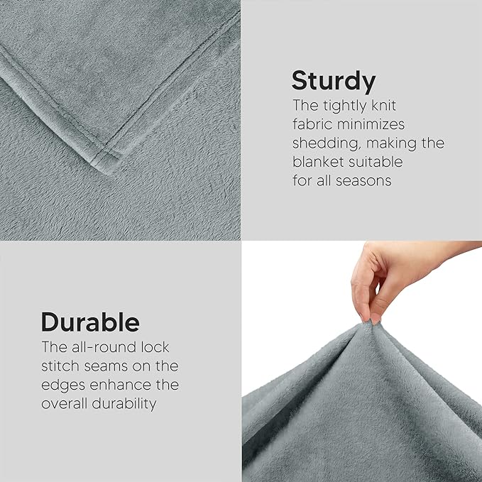 Utopia Bedding Soft Fleece Bed Blanket Queen Size Ash Grey (90x90 Inch) | Microfiber Plush Warm Lightweight Breathable Cozy Blanket Anti-Static, All Season Use, Gift for Women and Men