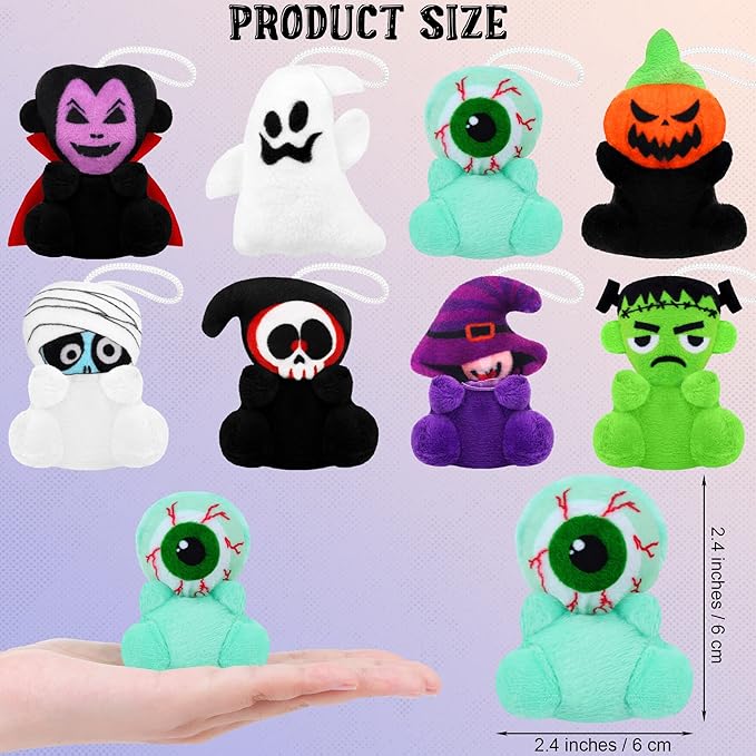 Fovths 24 Mini Characters Toy - 2.4 Inch Plush for Halloween Goodie Bag Party Favors Trick or Treat Gift