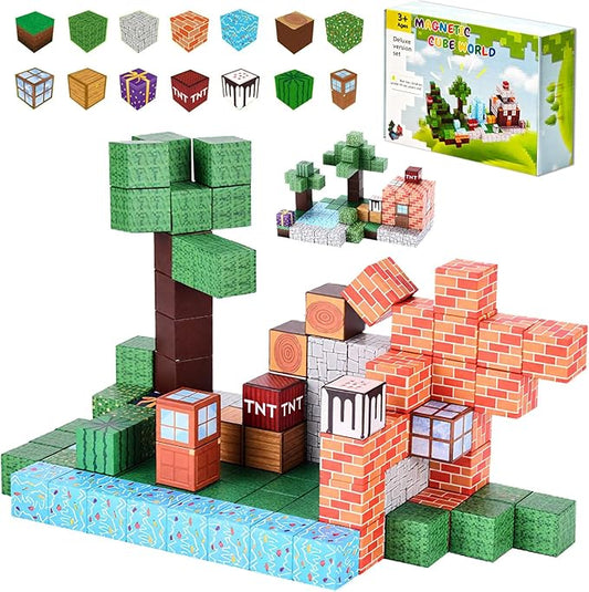 Magnetic Building Blocks 108PCS STEM Toys for Kids Ages 3-10 Forest-Themed Learning Set with Idea Book Montessori Sensory & Creative Play Gift (Garden)
