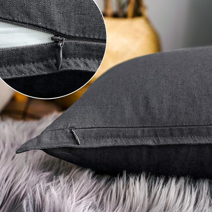 Jeanerlor 26"x26" Decorative Cotton Linen Couch Throw Pillow Case Cool Durable Classy Euro Sham Comfortable Cushion Cover for Wedding Party Gift/Car(65 x 65cm) Dark Grey