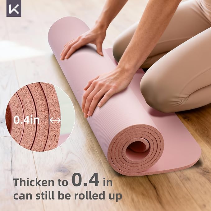 KEEP Extra Thick NBR Yoga Mat for Women & Men, 10mm Thick, 72”x32” Large Exercise Mat with Non-Slip Workout Mat for Yoga, Pilates, Stretching, Meditation – Wide & Cushioned Fitness Mat