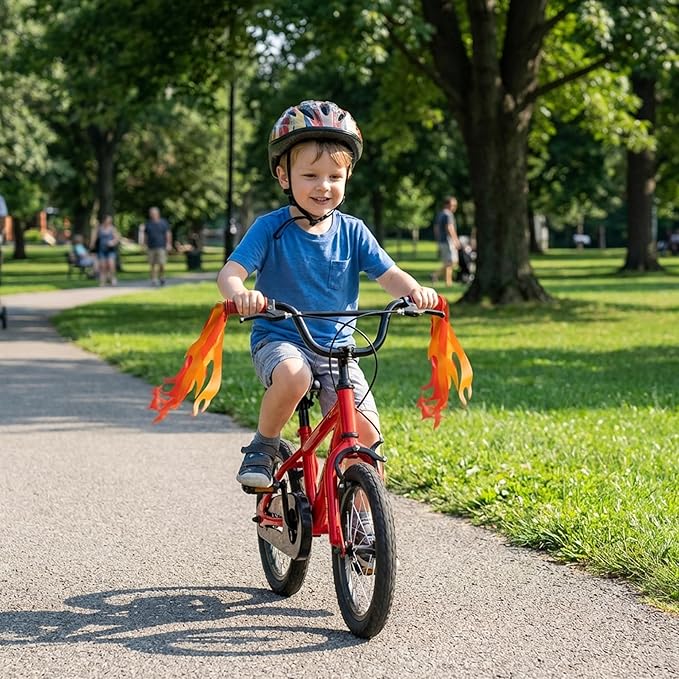 Flame Kids Bicycle Streamers, 10 Inches Flame Bicycle Tassels for Boys Girls, Colorful Bike Handle Decoration Accessories for Bicycle Handlebar Scooter Grips