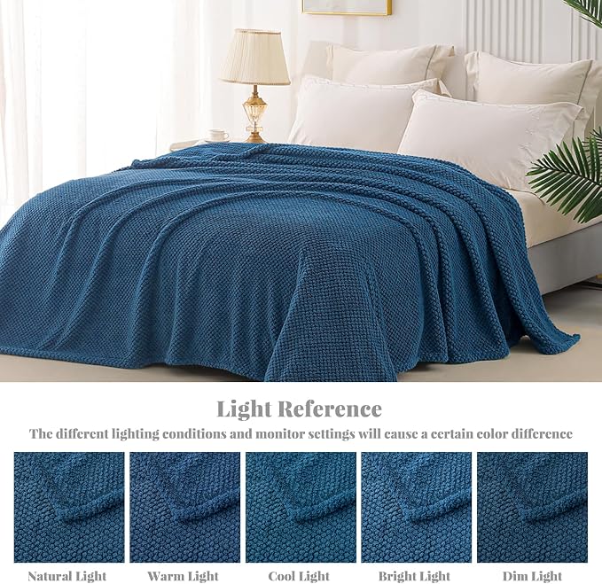 Whale Flotilla Soft Fleece Queen Size Bed Blanket, Navy Blue | 90x90 Inch, Suitable for Bed, Fluffy Fuzzy Jacquard Blankets for All Season, Lightweight and Cozy