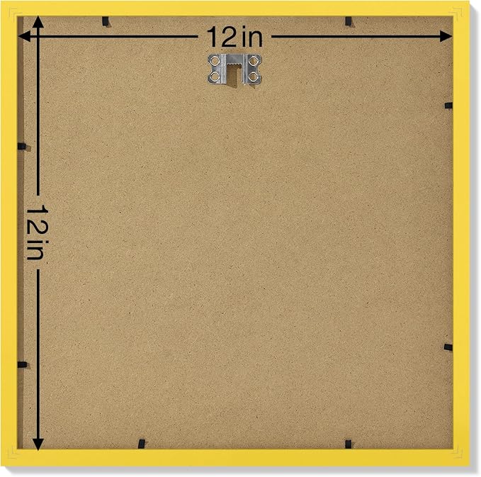 Vittanly 12x12 Picture Frames Set of 9 for Wall Mounting, Yellow | Display Pictures 8x8 with Mat or 12x12 without Mat for Wall Mounting, Square Photo Frames for Home Decor, Engineered Wood