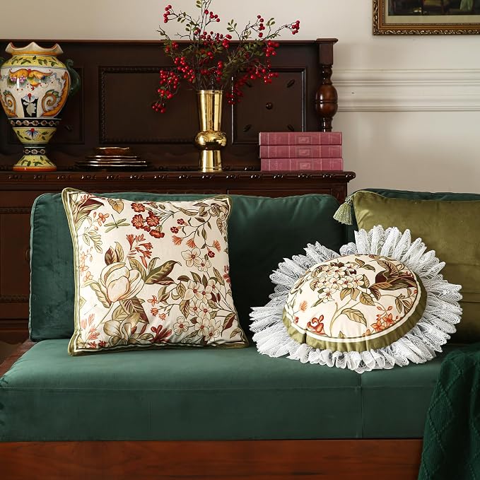 Designer Vintage Velvet Throw Pillow Cover,18"x18"-Grace A | Pillow Cover,Concealed Zipper Design,Dragonfly Pattern,Sofas,Bedroom,Living Room,Lounge Chairs,All Season Home Decor