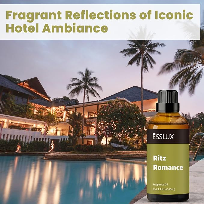Hotel Diffuser Oil, Inspired by Ritz Carlton Hotel Scents, ESSLUX 100ml 3.3 oz Aromatherapy Essential Scented Oils for Massage, Soap, Candle Making Scents, Perfume, Humidifier