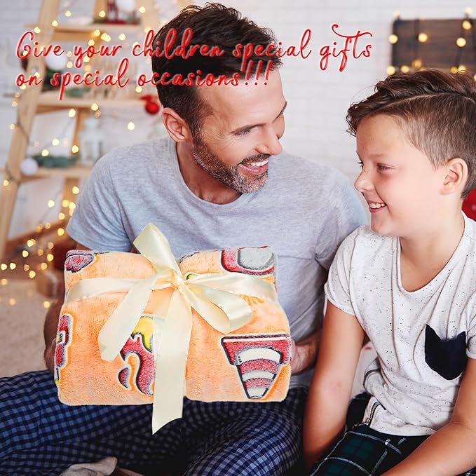 Fire Truck Glow in The Dark Blanket for Toddler Boys Gifts - Construction Firetruck Birthday Gifts for Kids 3-10 Years