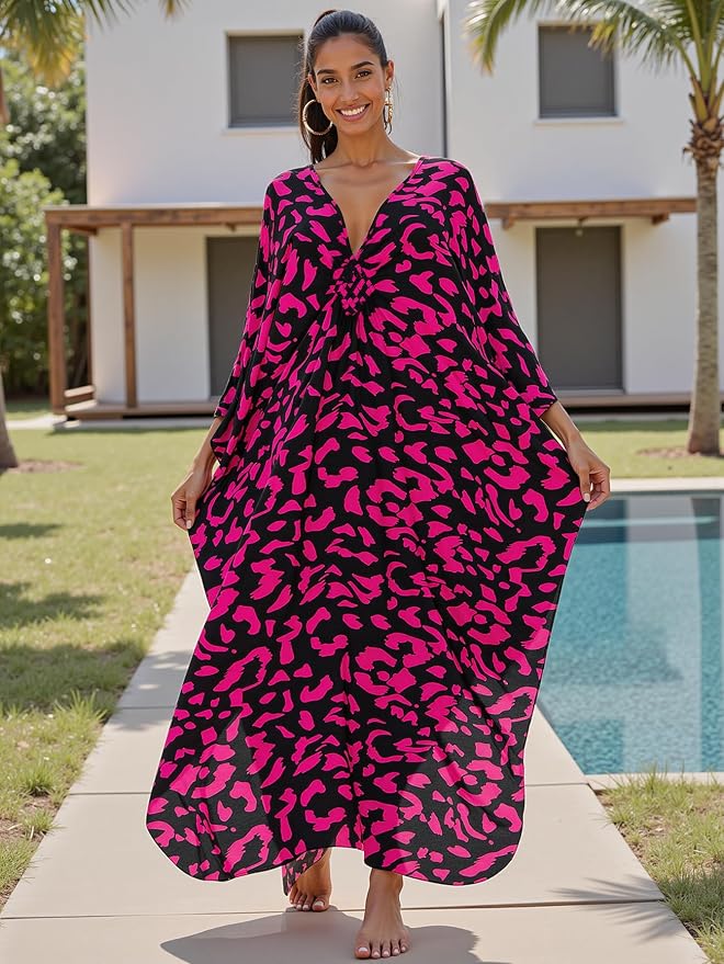 Mumu Dresses for Women Plus Size, Bohemian Kaftan Beach Cover Up Long Maxi Nightgown Soft Loungewear
