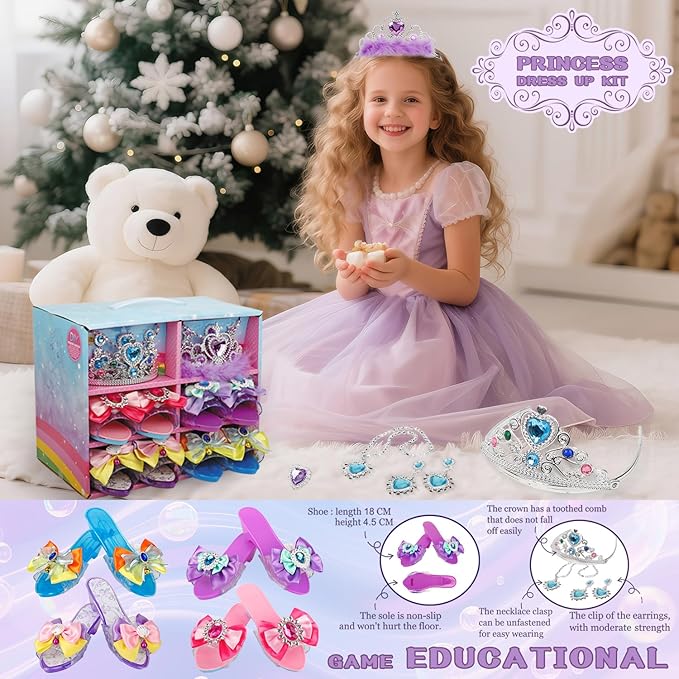 Princess Dress Up Toys for Little Girl,Jewelry Boutique Role Play Gift Set,Toddler Dress Up Kids Toys for 3-6 Years Girls Birthday Party