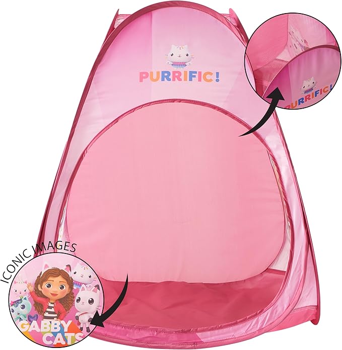 Gabbys Dollhouse Collapsible Pop Up Play Tent for Kids, 28" W x 28" L x 30" H, Ages 3+