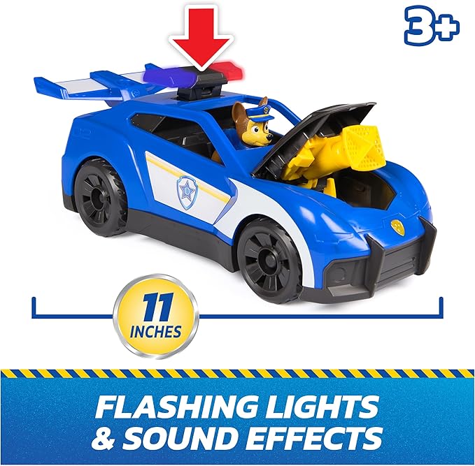 Paw Patrol: Search & Rescue, Chase Launch 'N' Rescue Cruiser with Figure & 2 Projectiles, Lights, Sounds, & Hidden Launcher, Kids Toys for Boys & Girls Ages 3 and up