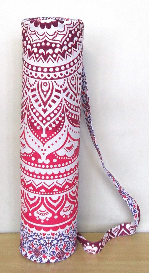 INDIAN CRAFT CASTLE ICC Yoga Mat Bag Carrier Full-Zip Exercise Yoga Mat Carry Bag for Women Men with Multi-Functional Storage Pockets and Adjustable Shoulder Strap 26X6 Inches
