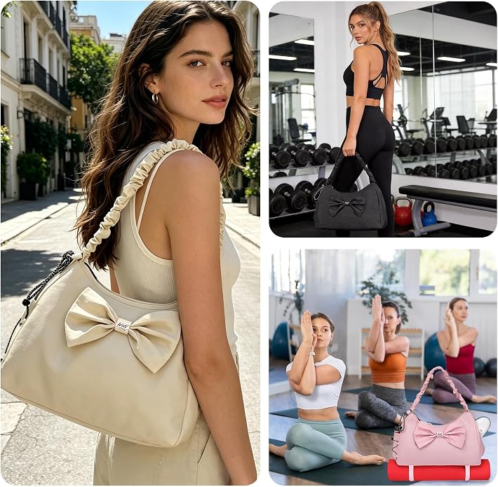 WOLT Gym Bag For Women, Yoga Mat Bag with Shoes Compartment, Wet Pocket and Water Bottle Pocket