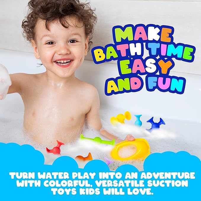 50 Pcs Baby Suction Toys - Fun Baby Bath Toys, Squigz, Bath Toys for Toddlers, Educational Toddler Sensory Toys, Interactive Play of Building Toys, Montessori Toys Stocking Stuffers for Kids