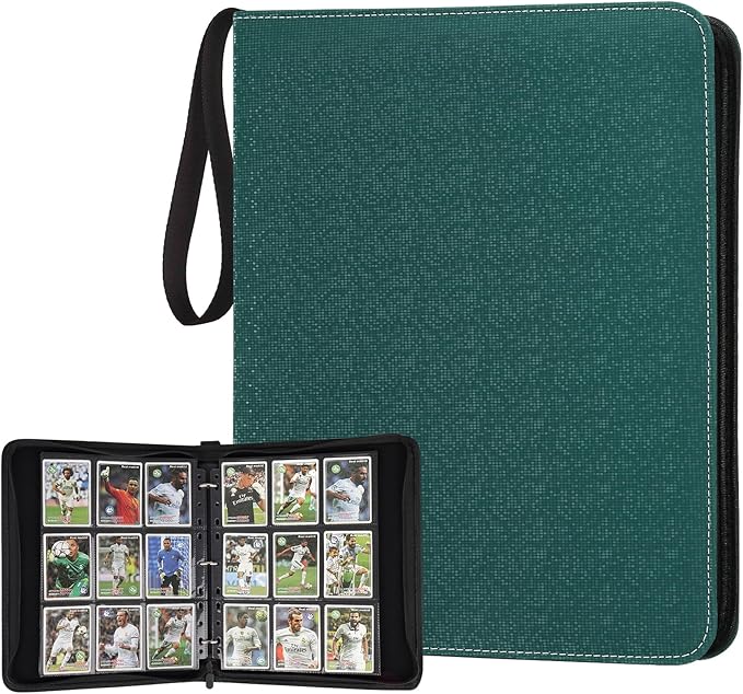GERMUN 9 Pocket Card Binder, Premium Zip Trading Card Binder, 720 Double Sided Pocket PU Card Collection Binder, Collector Card Album, Card Folder for MTG, TCG, Sports Cards, Game Cards (Dark Green2)