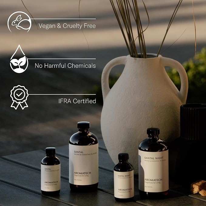 AromaTech Santal Aroma Essential Oil Blend: Luxury Hotel Inspired Aromatherapy with Amber, Vanilla, Cedar & Sandalwood for Ultrasonic Diffusers (16 Fl Oz (Pack of 1))