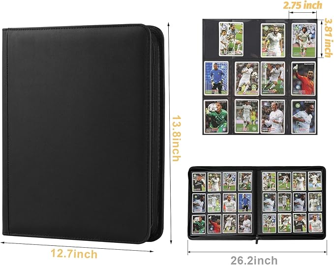 GERMUN Trading Card Binder 12 Pocket, 720 Pockets Card Binders, Card Collection Binder, Card Album Folder for MTG, TCG, Sports Cards, Game Cards (Black)