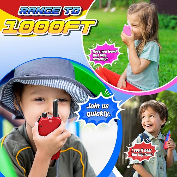 Cool Walkie Talkies for Kids Boys: 3 Pack Kids Walkie Talkies Toys Gifts for 3 4 5 6 7 8 Year Old Girls Boys Family Camping Outdoor Toys Two Way Radio Boy Girl Gift Age 3-8