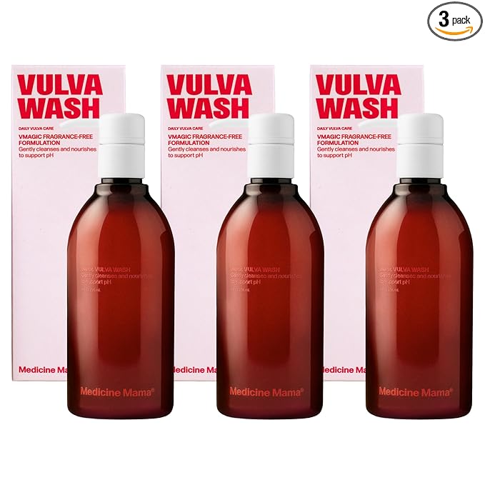 Medicine Mama's Apothecary VMAGIC Gentle Feminine Wash pH Balanced to Cleanse and Rejuvenate Intimate Skin with Chamomile, Collagen, Vitamin E and Sage – Hormone Free – 3 Pack, 8 oz Each