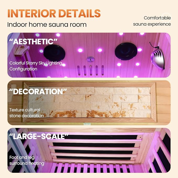 Far Infrared Sauna Home Sauna Indoor 1 Person Hemlock Wood Saunas 1450W 120V with Red Light Bluetooth Speakers 35.4"x35.4"x70.9"