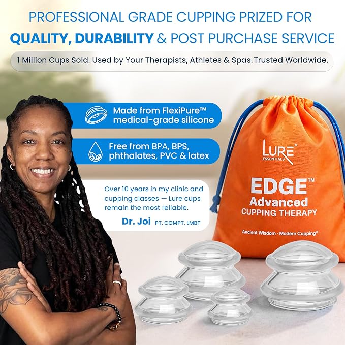 Silicone Cupping Therapy Set Professional Massage Cupping Cups for Cupping Therapy - 8 Cup Kit for Massage, Myofascial Release, Cellulite Reduction - Pack of 2 (Lure Clear)