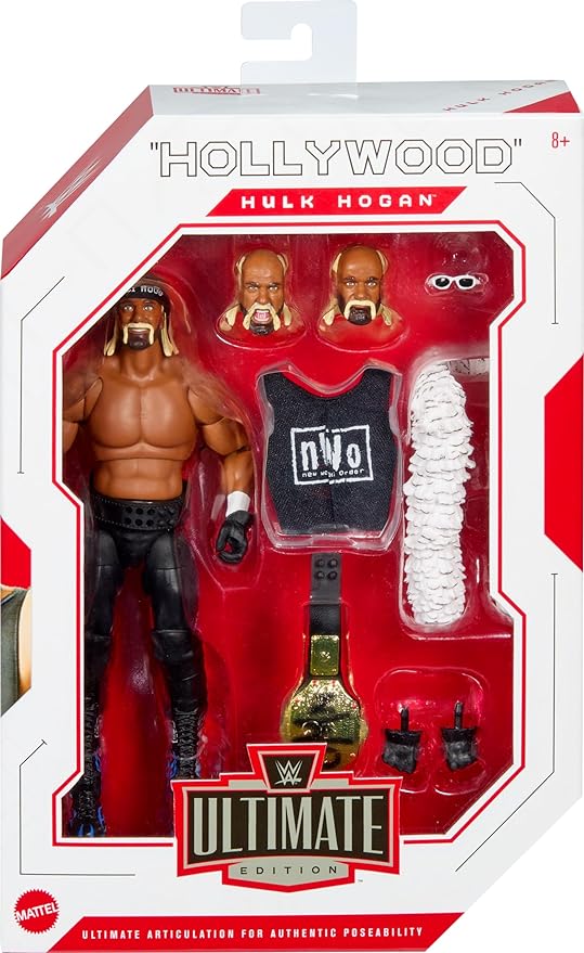Mattel WWE Ultimate Edition Action Figure & Accessories Set, “Hollywood” Hulk Hogan 6-inch Collectible with 30 Articulation Points, Swappable Pieces & Entrance Gear