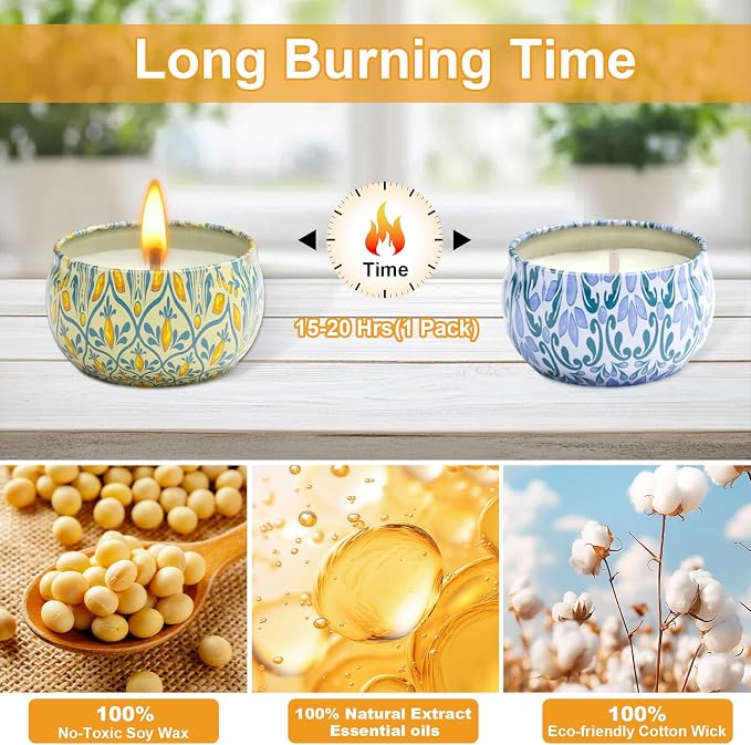 12 Pack Scented Candles Gifts for Women, Natural Soy Candles for Home Scented, Aromatherapy Christmas Candle Sets Gift for Women, Sister, Friends, Colleague