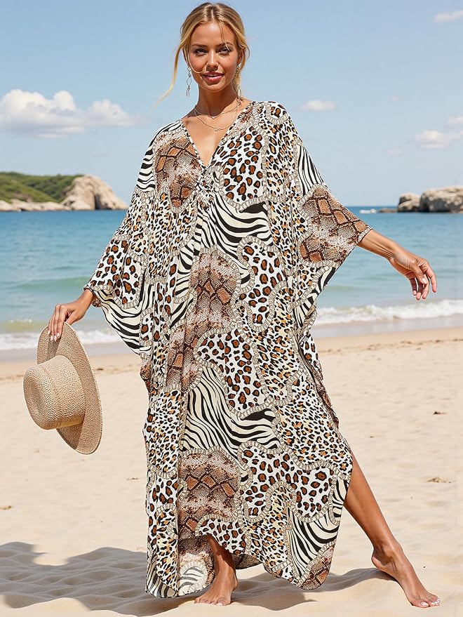 Mumu Dresses for Women Plus Size, Bohemian Kaftan Beach Cover Up Long Maxi Nightgown Soft Loungewear
